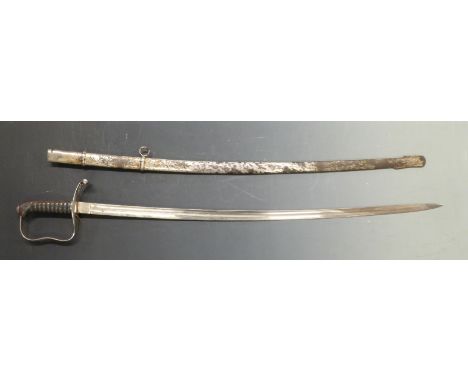 Australian 1861 pattern sabre with 80cm blade and metal scabbard