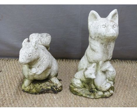 Garden model of three foxes together with a similar squirrel&nbsp;
