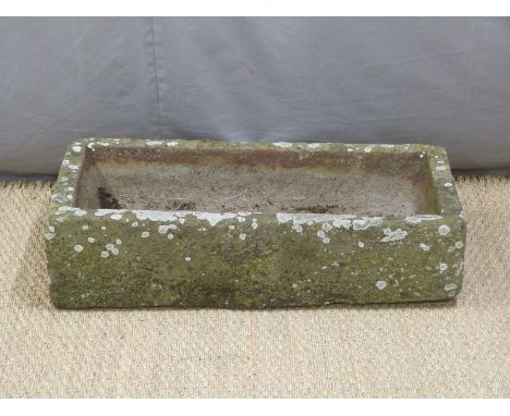 Carved natural stone rectangular trough, L76 x W38 x H18cm