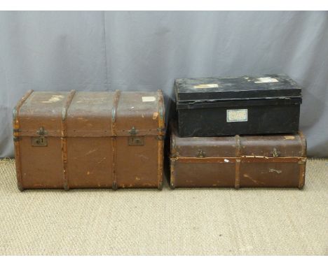 Two ash-bound vintage trunks and further luggage