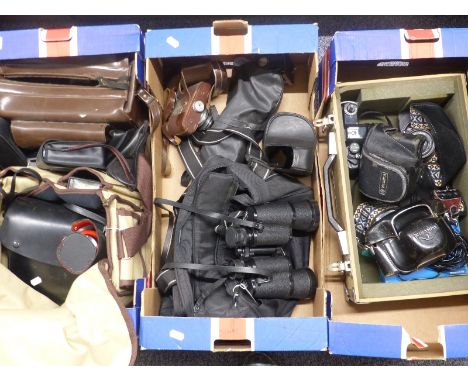 A quantity of cameras, photographic accessories etc including Praktica MTL3 SLR camera with Pentacon 1.8/50 lens and Praktica