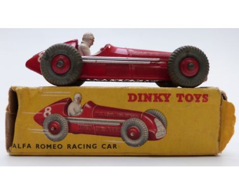 Dinky Toys diecast model Alfa Romeo Racing Car with red body, white driver and racing number 8 232, in original box.&nbsp;