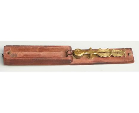 19thC rocker type sovereign balance or scale in folding wooden case