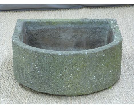 D End carved stone trough, W71 x D66 x H29cm 