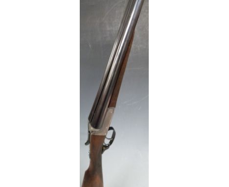 Agnew and Son 12 bore side by side ejector shotgun with engraved named lock, top strap, underside and trigger guard, chequere