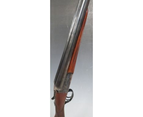 Sabel 12 bore side by side ejector shotgun with engraved locks, underside, trigger guard, top plate and thumb lever, double t