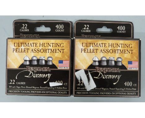 Two boxes of Benjamin Discovery Untimate Hunting .22 air rifle pellets, new and sealed.&nbsp;