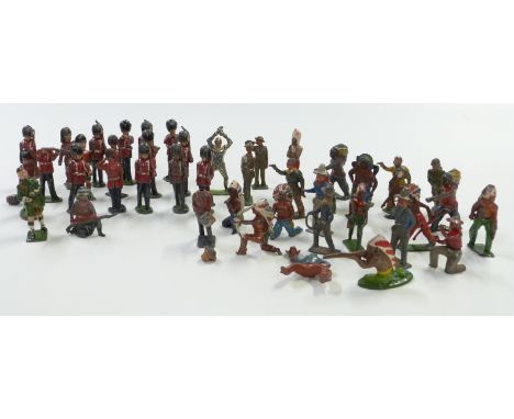 Forty five Britains and similar lead model soldiers, cowboys and Indians