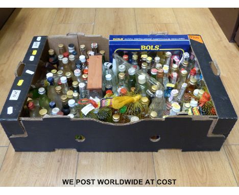 A collection of approximately 70 alcohol miniature spirits to include gin, vodka, Jagermeister Schnapps and rum