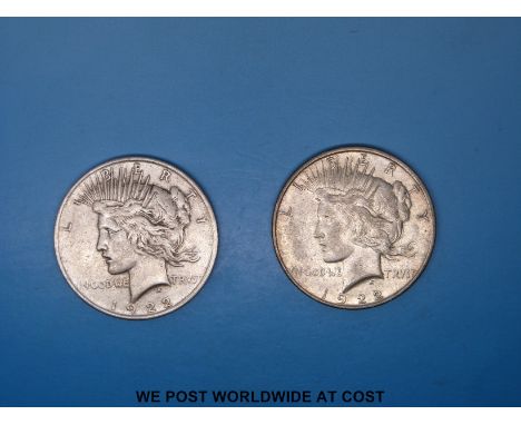 Two USA Morgan dollars of 1922
