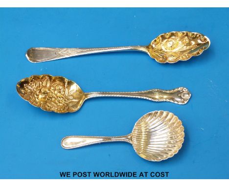 A Georgian hallmarked silver caddy spoon with shell-shaped bowl, Sheffield 1780,maker George Ashworth, together with a hallma