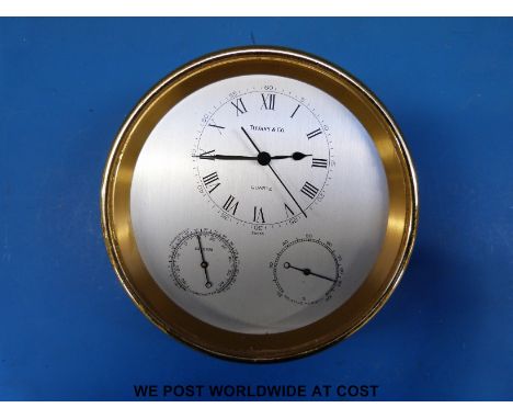 Tiffany & Co clock with subsidiary temperature and relative humidity dials 