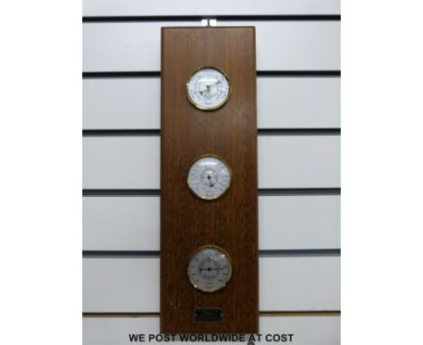 A three dial compendium barometer with plaque for Tyler's Ltd Stroud to the mount (local interest)