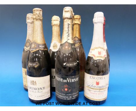 Seven bottles of sparkling wine / champagne including Veuve Amiot, Marimont, Veuve de Vernay etc