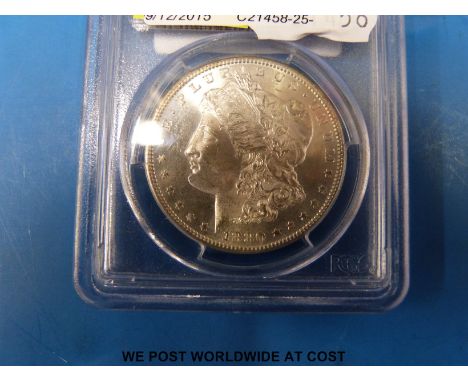 A proof PCGS MS63 1880 Morgan dollar slabbed