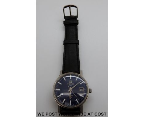 Tissot Seastar automatic gentleman's  wristwatch with blue enamel face, white enamel markers and date aperture in stainless s