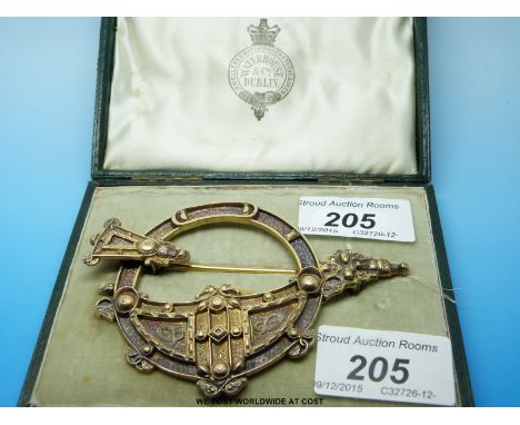 An Irish / Scottish white metal boss or sash pin and buckle, impressed Waterhouse & Co Dublin verso (in original named box)