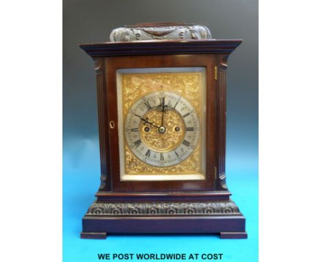 A Bavarian bracket style clock with two train double fusee movement, silvered chapter ring over chased gilt dial, movement st