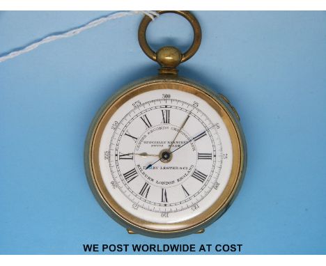 Dorey Lester & Co Kilburn London centre seconds chronograph key winding pocket watch, dust cover marked 'Goldine, Swiss made'