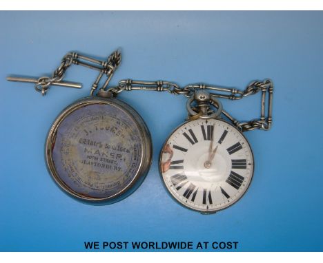 John Pitt of Tetbury gentleman's silver pair-cased 1819 pocket watch with verge escapement, fusee movement and pierced and ma