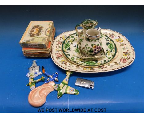 Solian ware "Walls have Ears", ceramic aeroplanes and ships, military buttons, Masons ware etc
