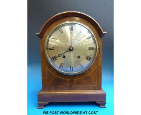 A mahogany cased mid 19thC bracket clock by W & H, striking on five gongs, the silvered dial with Roman numerals