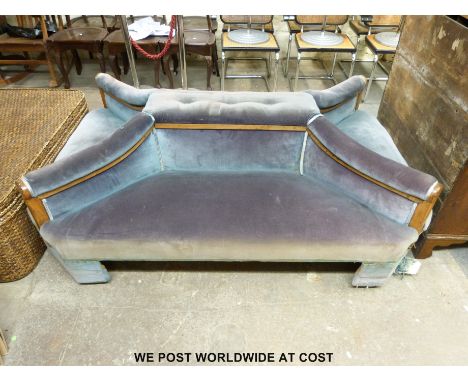 An inlaid mahogany four division conversation or museum/gallery sofa (height 70cm width 188cm depth 125cm)