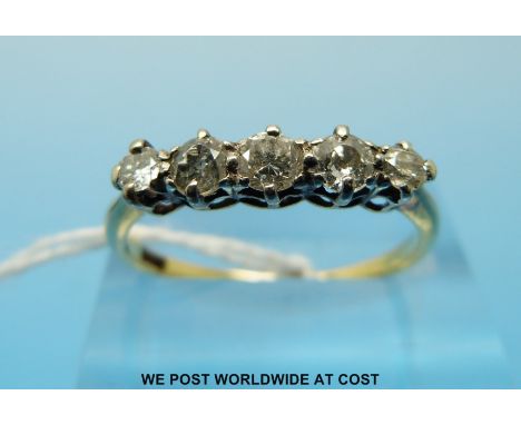 An 18ct gold five-stone diamond ring (size R)