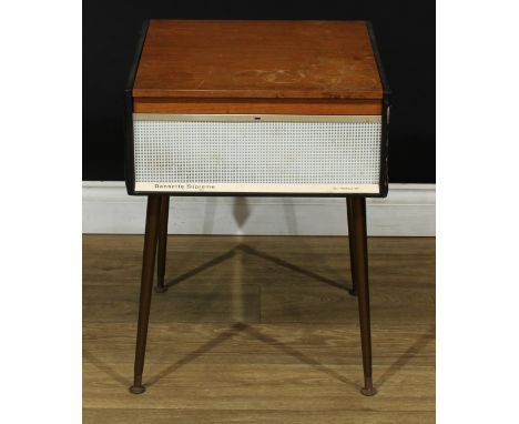 A retro mid-20th century Dansette Supreme record player, Balfour Princess auto changer, 58.5cm high, 44.5cm wide, 43.5cm deep