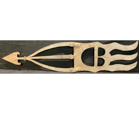 Architectural Salvage - an early 20th century wrought iron weathervane, 91cm long 