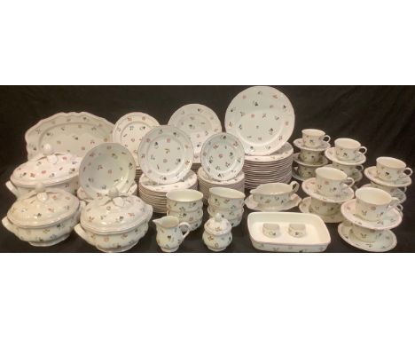 A Villeroy &amp; Boch Petite Fleur pattern comprehensive dinner, tea and coffee set, comprising sixteen tea plates, twenty si