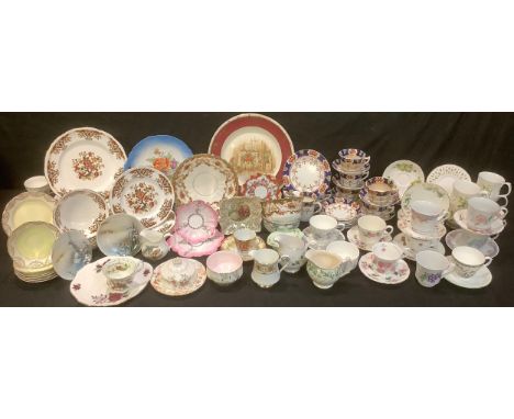 Staffordshire Ceramics - assorted cups, saucer and plates, etc, including Royal Albert, Colclough, Royal Worcester jug, Norit