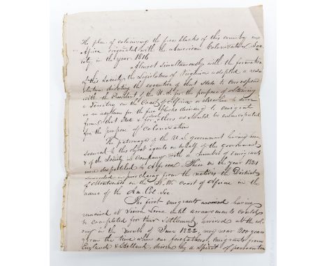 Pre Civil War document / speech with many references to The American Colonization Society. Excerpts include: "The first Emigr