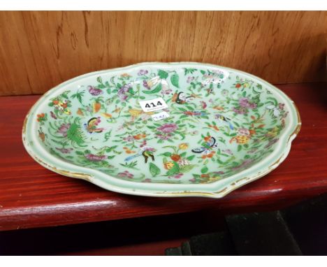 FAMILLE ROSE CANON ENAMEL TRAY
