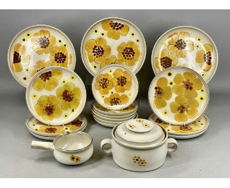 DENBY 'MINSTREL' POTTERY, including three 25.5cms (diam.) plates, six 21cms (diam.) plates, four 17cms (diam.) plates, circul