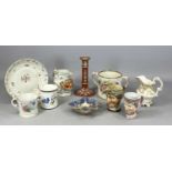 ASSORTED 19TH CENTURY ENGLISH CERAMICS, including three Staffordshire Bacchus jugs, 13cms (h) the