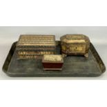 19TH CENTURY COLLECTABLES, including porcupine quill rectangular box, interior with lift out tray,