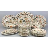 19TH CENTURY ASHWORTH IRONSTONE DINNERWARE, transfer printed decoration with gilded border, large