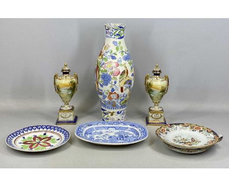 ASSORTED COLLECTABLE CERAMICS, 19th century and later, spongeware floral decorated plate, 26.5cms (diam.), pair of Noritake s