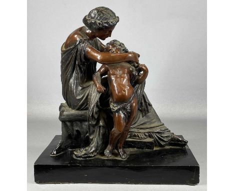 BRONZE EFFECT SCULPTURE 'MOTHER & CHILD', 42cms (h)Provenance: The Cornelia Bayley Collection from the historic Welsh Jacobea