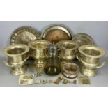 ASSORTED SILVER-PLATED ITEMS, including four two-handled champagne buckets, 23cms (h), large