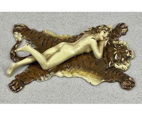 AFTER FRANZ BERGMANN cold painted bronze figure - nude woman lying on a tiger skin, stamped 'Nam Greb', 12 x 7.5cmsProvenance