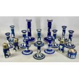 WEDGWOOD / WEDGWOOD STYLE BLUE & WHITE JASPERWARE, including candlesticks, various pairs and