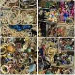 LARGE ASSORTMENT OF 20TH CENTURY COSTUME JEWELLERY, including bangles, bead necklaces, faux pearl