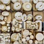 GILT EDGED CREAMWARE TABLEWARE, massive collection, including Royal Doulton, Wedgwood, Cauldon,
