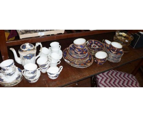 Collection of Noritake china teaware in rare Imari &amp; Peonies pattern, and a Crown Staffordshire tea set