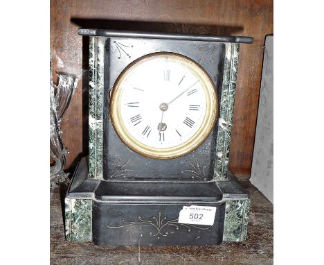 Victorian marble and slate mantle clock