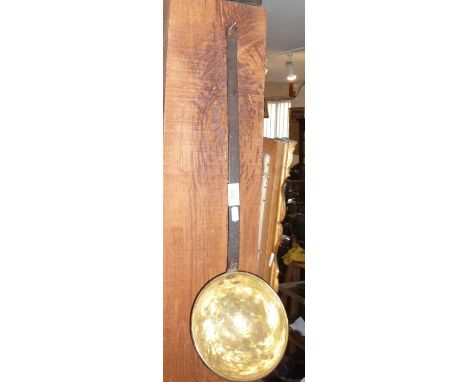 Victorian brewer's brass &amp; wrought iron ladle/scoop