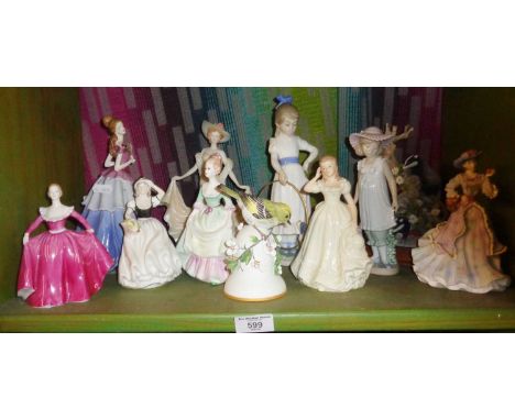 Collection of lady and girl figurines, inc. Coalport and Nao Lladro