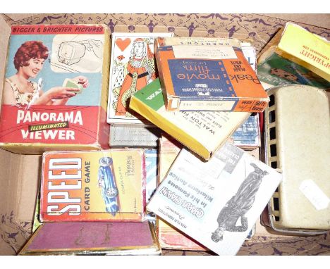 Vintage card games and playing cards, tinplate bus, etc.